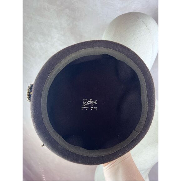 Vintage Mod 50s 60s Brown Felt Pill Box Hat - Picture 7 of 8